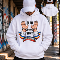 Hanorac „Și Eu Sunt Călin Georgescu" cu Glugă – Alb și Negru