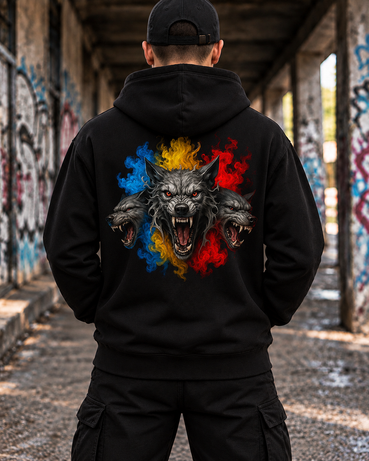 Hanorac „Lupi Tricolori” | Design Românesc | Steagul României