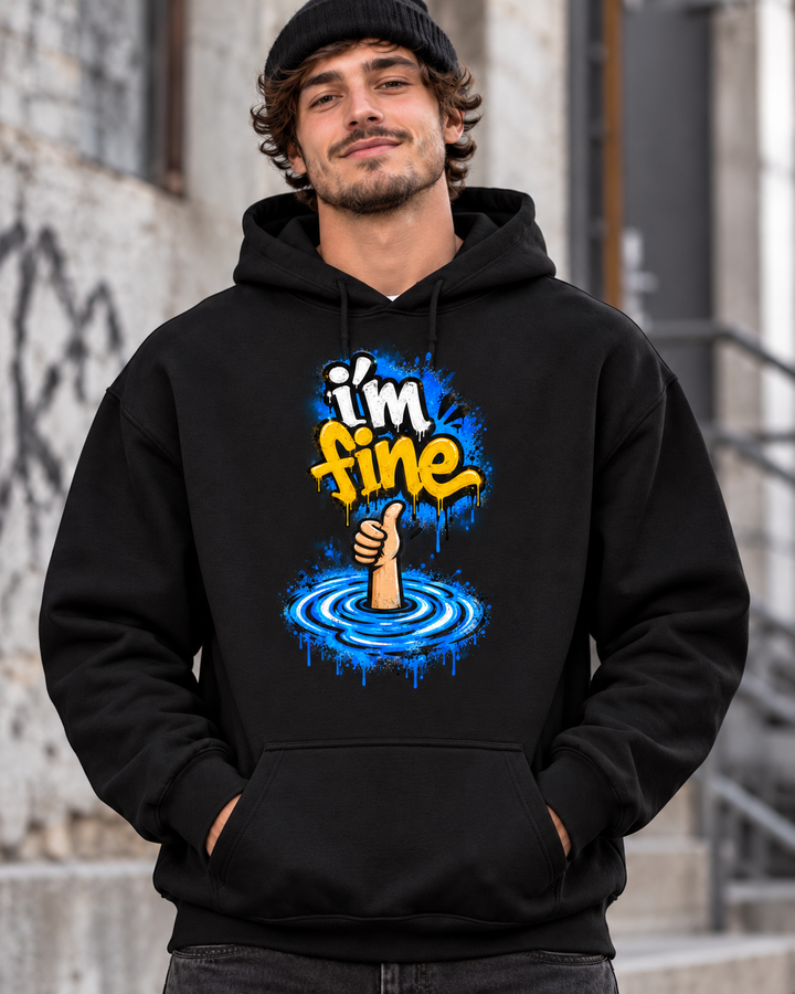 Hoodie „I’m Fine” | Schwarz & Weiß | Funny Statement Design | Streetwear
