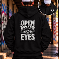 Hoodie „Open Your Eyes” | Auge Design | Front- & Rückenprint | Streetwear